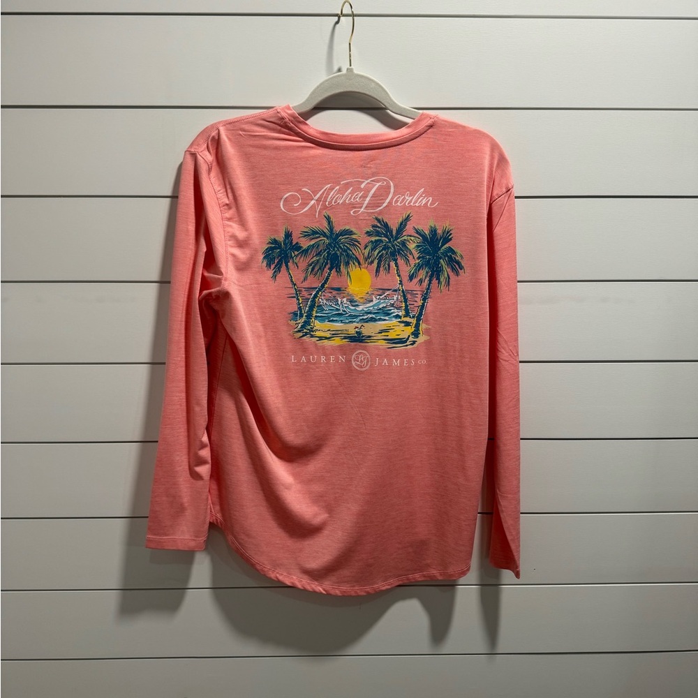 Coral Long Sleeve Shirt with Palm Tree Design🌴 - Picture 4 of 4